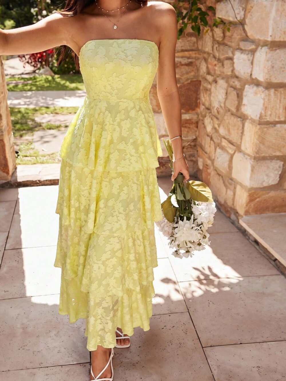 Yellow Elegant Women's Romantic Long Vacation Dress - Picture 9 of 9